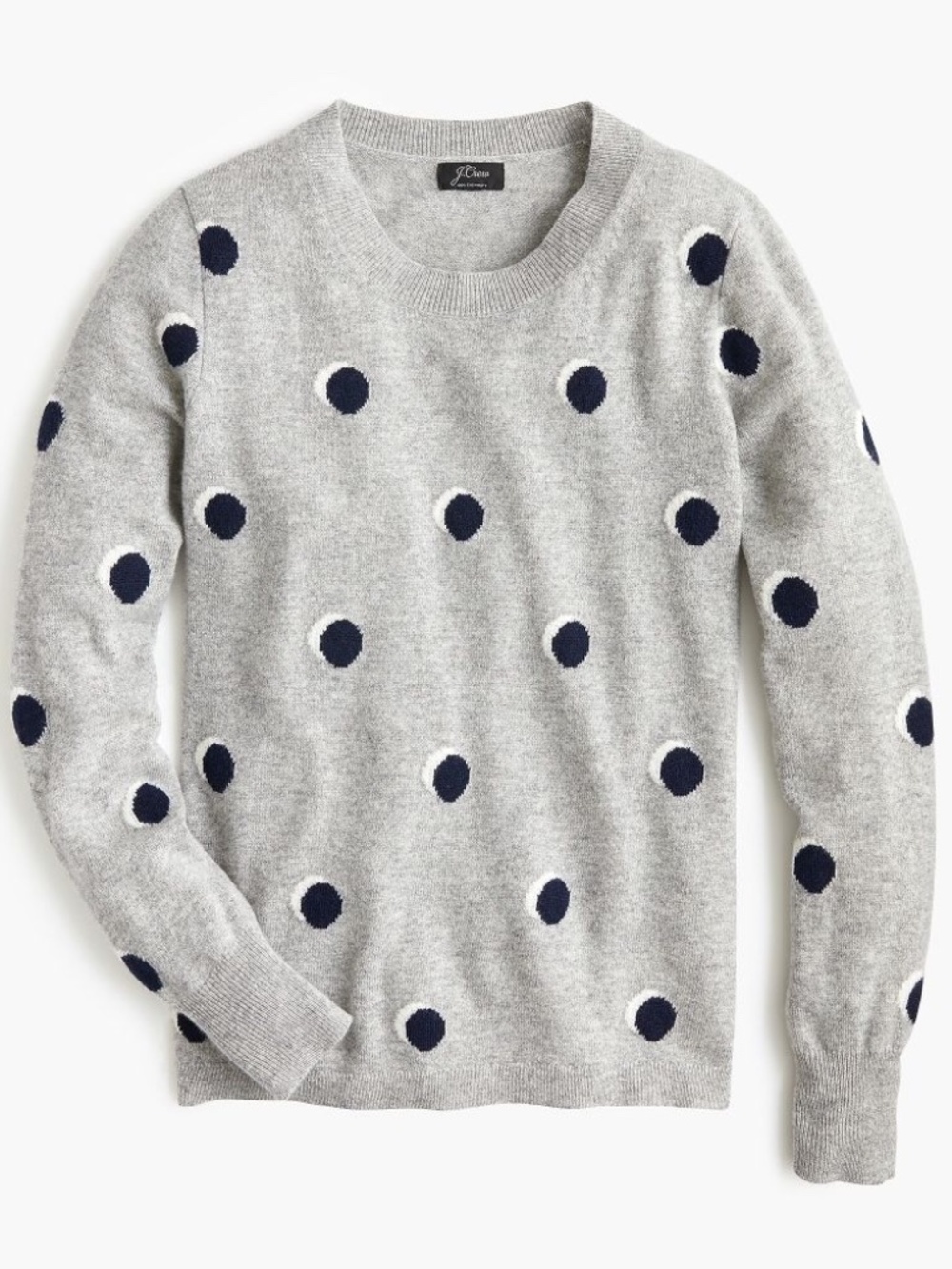J.Crew Everyday Cashmere Crewneck Sweater with Intarsia Dot - Picture 1 of 6